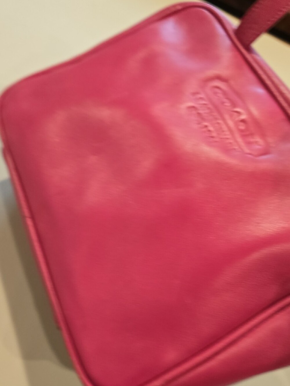 Coach Hot Pink Leather Tote Toiletries Cosmetic Y2K Rare Vintage Matching SET! - Picture 6 of 16